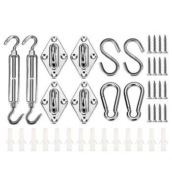 

42Pcs Heavy Duty Sun Shade Sail Fixing Accessories Hardware Kit for Garden Triple-cornered, Square, Rectangle