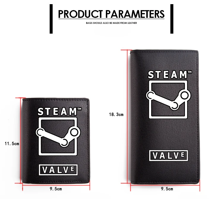 PC Game Steam Black PU Short Purse Black Carteira (3)