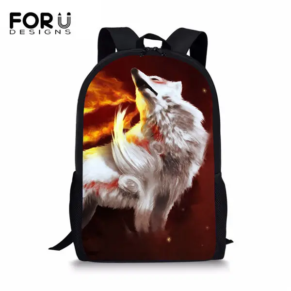 FORUDESIGNS/модные детские школьные рюкзаки с рисунком лунного волка, детские школьные сумки с героями мультфильмов, комплект из 3 предметов, сумки для книг/сумки с откидным клапаном/пеналы для ручек - Цвет: CDWX3777C