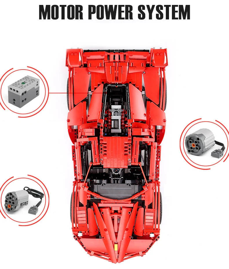 Автомобильный 1:8 с функцией двигателя красный FXX гоночный спортивный автомобиль 2,4 ГГц приложение RC модель автомобиля строительные блоки совместимы с MOC-5889 MOC-5902