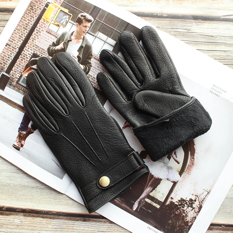 New men's deerskin gloves leather fashion bow-shaped retro autumn and winter driving and riding motorcycle warm gloves New men's deerskin gloves leather fashion bow-shaped retro autumn and winter driving and riding motorcycle warm gloves
