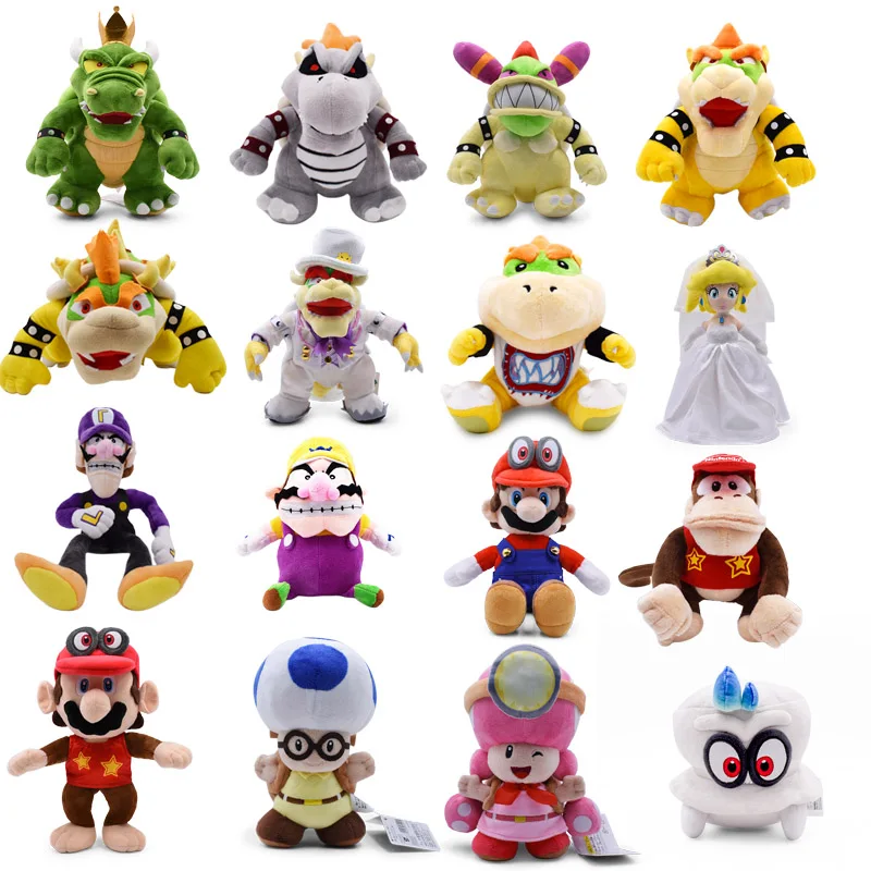 

16 Styles Super Mario Bros Luigi Hochzeit Kleid Koopa Bowser Koopa Yoshi Pfirsich Peluche Puppe Wedding Bowser Plush Toy