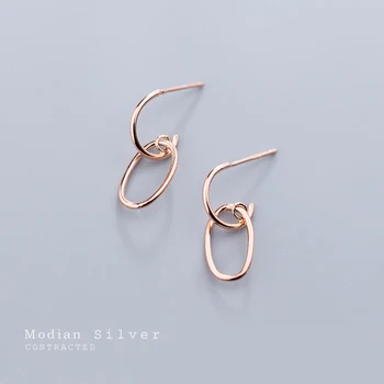 

Modian Minimalism 100% 925 Sterling Silver Fashion Design Rose Gold Color Drop Earrings For Women Party Dangle Ear Fine Jewelry