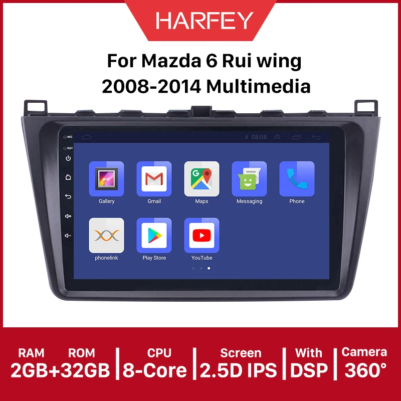 

Harfey 2DIN 9inch Android 10.0 API 29 Car Radio For Mazda 6 Rui wing 2008-2014 Multimedia Player GPS Navi Head Unit stereo