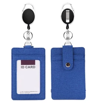 1 pz porta badge identificativo retrattile porta carte in pelle PU porta bus pass custodia trasparente porta carte di credito bancarie da uomo e da donna 1