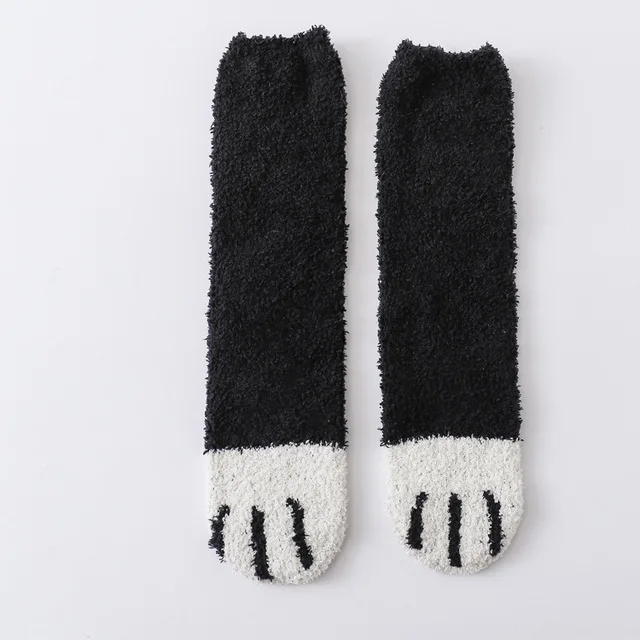 1 пара плюшевых носков из кораллового флиса женские носки без пятки милые толстые теплые носки для сна с когтями для осени и зимы - Цвет: 4