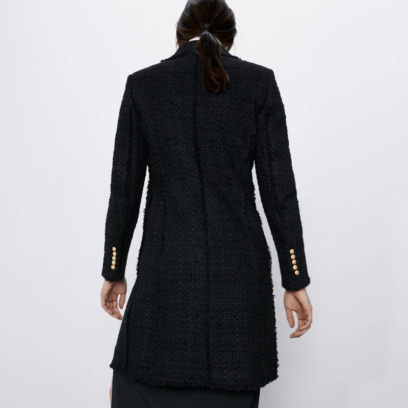 ZOEPO, отложной воротник, шерстяные пальто для женщин, модные двубортные куртки, женские элегантные тонкие твидовые длинные пальто, женские, дамские, кг