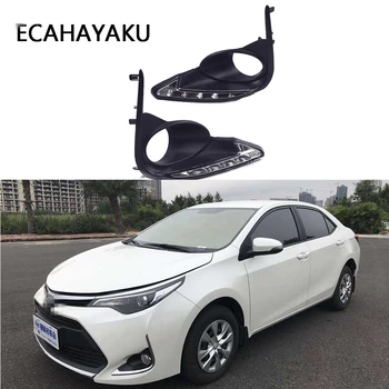 

ECAHAYAKU LED DRL driving light For Toyota Levin 2017 2018 Waterproof ABS 12V DRL LED Daytime Running Light With Fog Lamp Hole