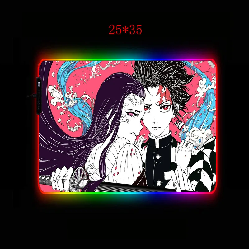 Yuzuoan Аниме Коврик для мыши Ghost Face Blade RGB игровой коврик для мыши USB светодиодный подсветка комфортное управление компьютерная клавиатура Коврик