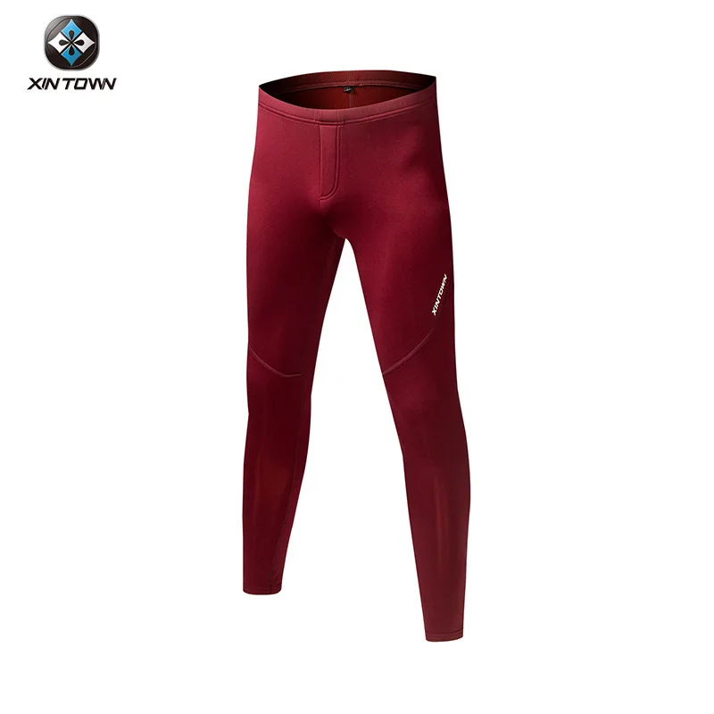red pants Термобелье для катания на лыжах, для велоспорта, фитнеса, v-образный вырез, длинный рукав, для мужчин, Утолщенный флис, XINTOWN, мужские лыжные теплые топы, брюки, зима-осень - Цвет: red pants