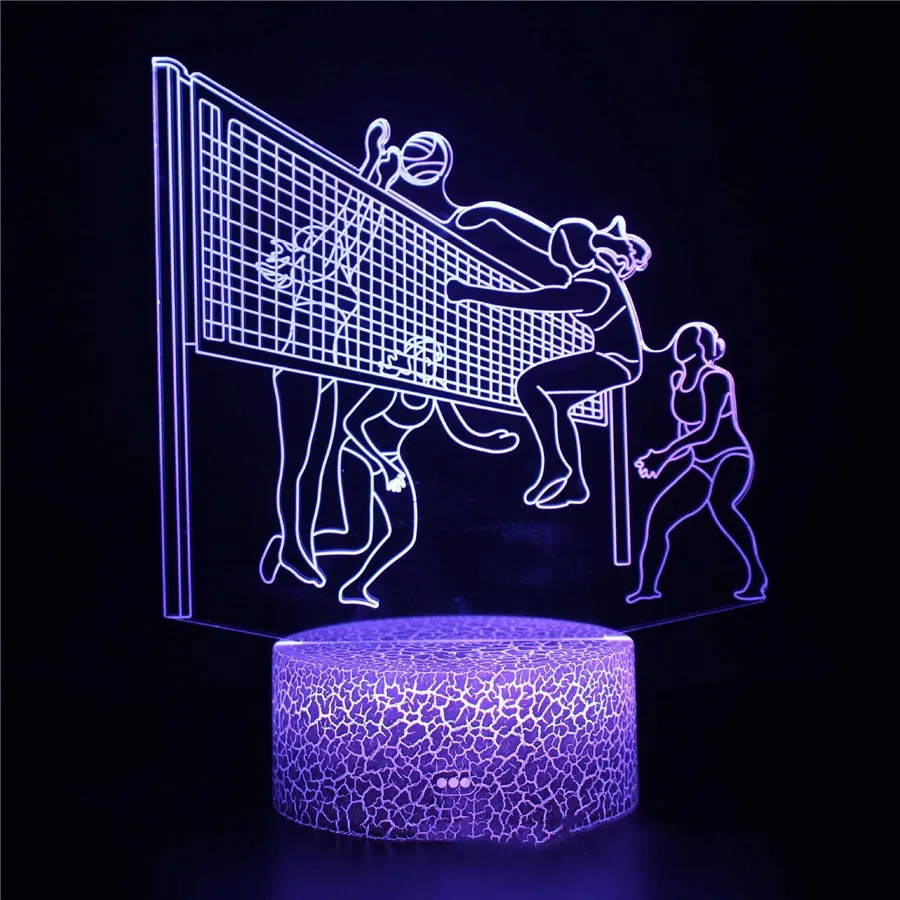 LED Night Light 3D USB Acrylic Sports Novelty LED Bedside Lamps Home Decor Holiday Birthday Gifts GY045 Colorful Night Lamparas