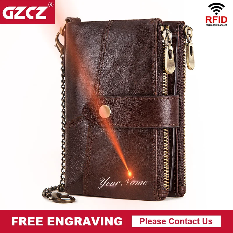 GZCZ RFID модные мужские кошельки кожаный кошелек для монет короткая мужская сумка