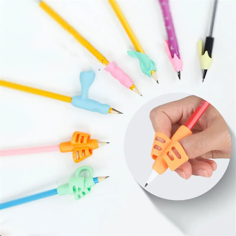 Double Fingers Pencil Grip Pen Holder Writing Corrector For Students Kids Tools 