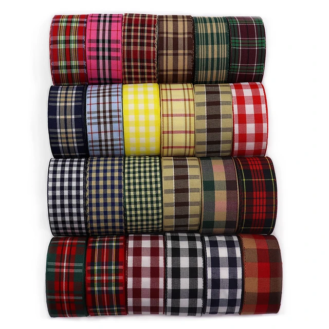 Multi-Color Gingham Ribbon Plaid Tartan Scottish Check Ribbon for