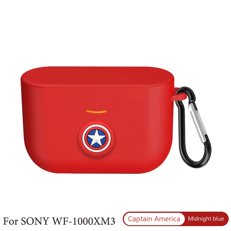 Red Силиконовый чехол для SONY WF-1000XM3, чехол для наушников, милый чехол с изображением Мстителей, WF 1000XM3, зарядная коробка, противоударный защитный чехол - Цвет: Red