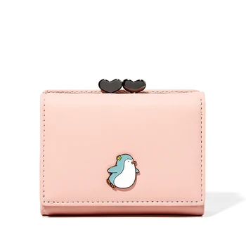 

Woman Wallet New Short Fold Wallet Fashion Multifunctional Multi-card Coin Purse Korean Cute Penguin Animal Decoration Card Case