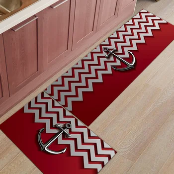 

Kitchen Mat Anti-slip Anchor And Ripple Pattern Printed Carpet Doormat Hallway Bath Mat Living Room