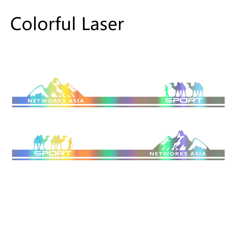 Colorful Laser 2 шт. сети Азии автомобиля боковой двери графика верблюд виниловые наклейки для Volvo S60 XC90 V40 V50 V60 S60 S90 V90 XC60 XC40 аксессуары - Название цвета: Colorful Laser