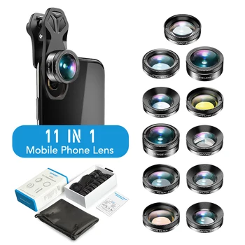 

Multi-function fisheye wide-angle mobile phone lens Macro Polarization Starlight Gradient Filter 11-in-1 Universal Phone lens