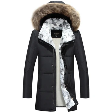 Collar B Black Супер модное мужское пуховое пальто с воротником из натурального меха желтого, зеленого, черного, белого цвета, зимняя мужская куртка, пальто Abajo - Цвет: Collar B Black