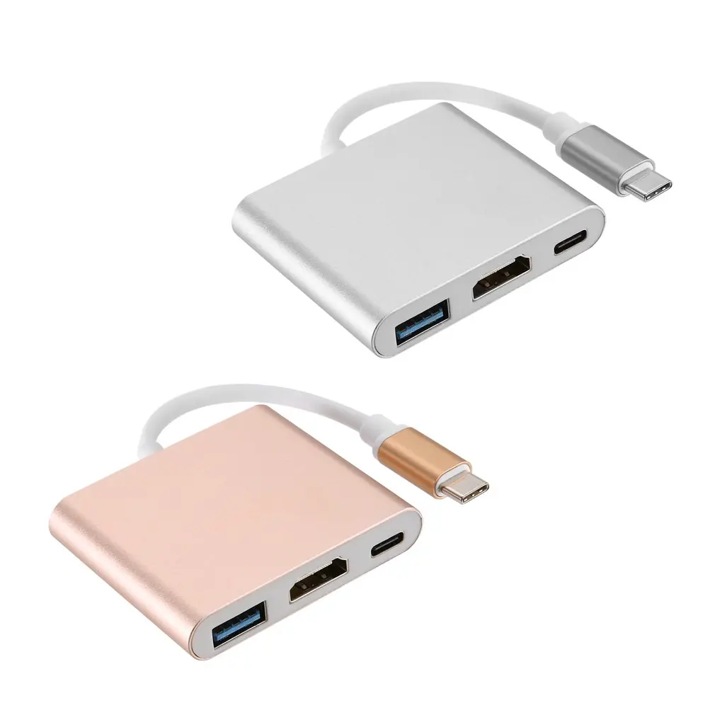 USB 3,1 type C к USB 3,0+ HDMI+ type C 3 в 1 адаптер для зарядки конвертер концентратор адаптер тройной экранированный