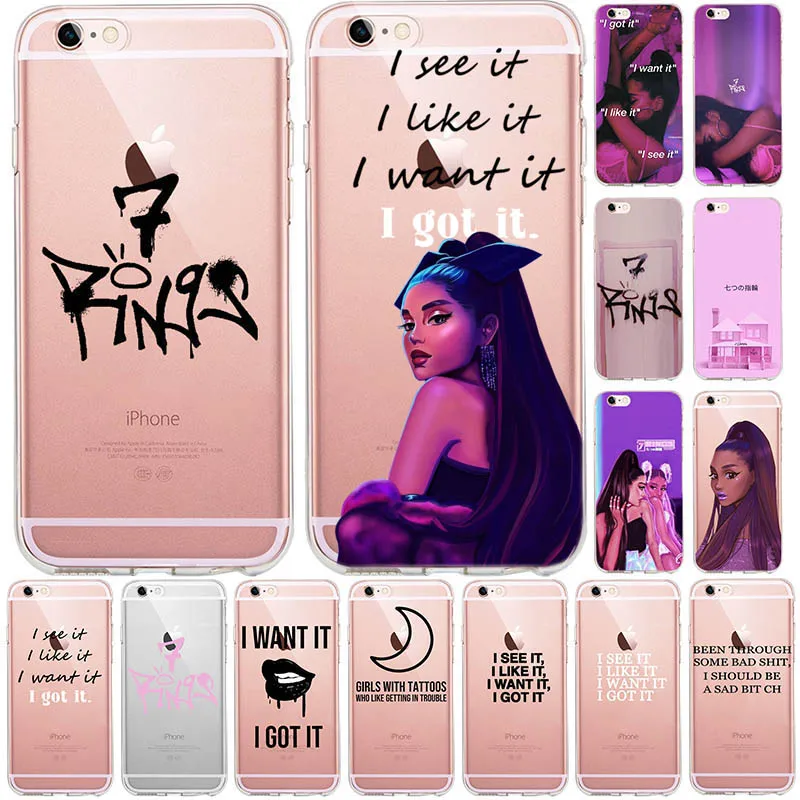 7 колец Ariana Grande Girl силиконовый чехол для funda iPhone 6 6S 8 Plus 5 5S SE x XS Max XR God Is Woman милый