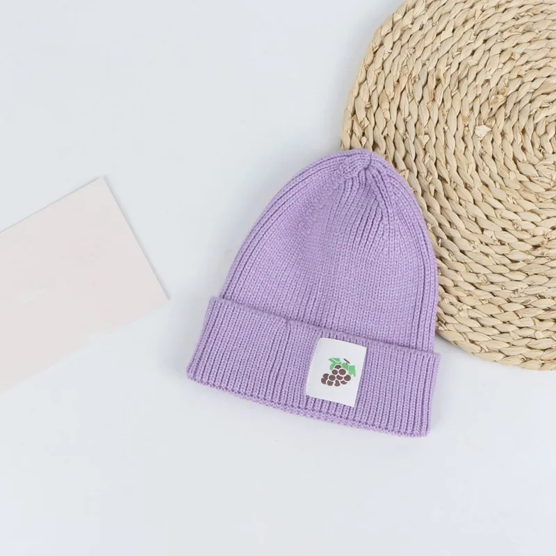 Вязаная шапка с рисунком фруктов, зимняя теплая шапка Skullies, шапка бини для детей, для мальчиков и девочек, 121
