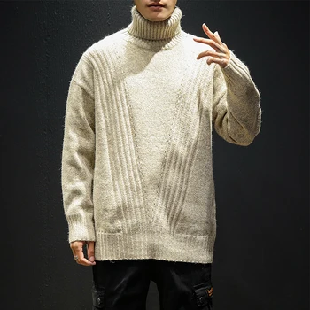 

Men Fashion Solid Knitted Mens Sweaters 2019 Casual Male Double Collar Slim Fit Pullover