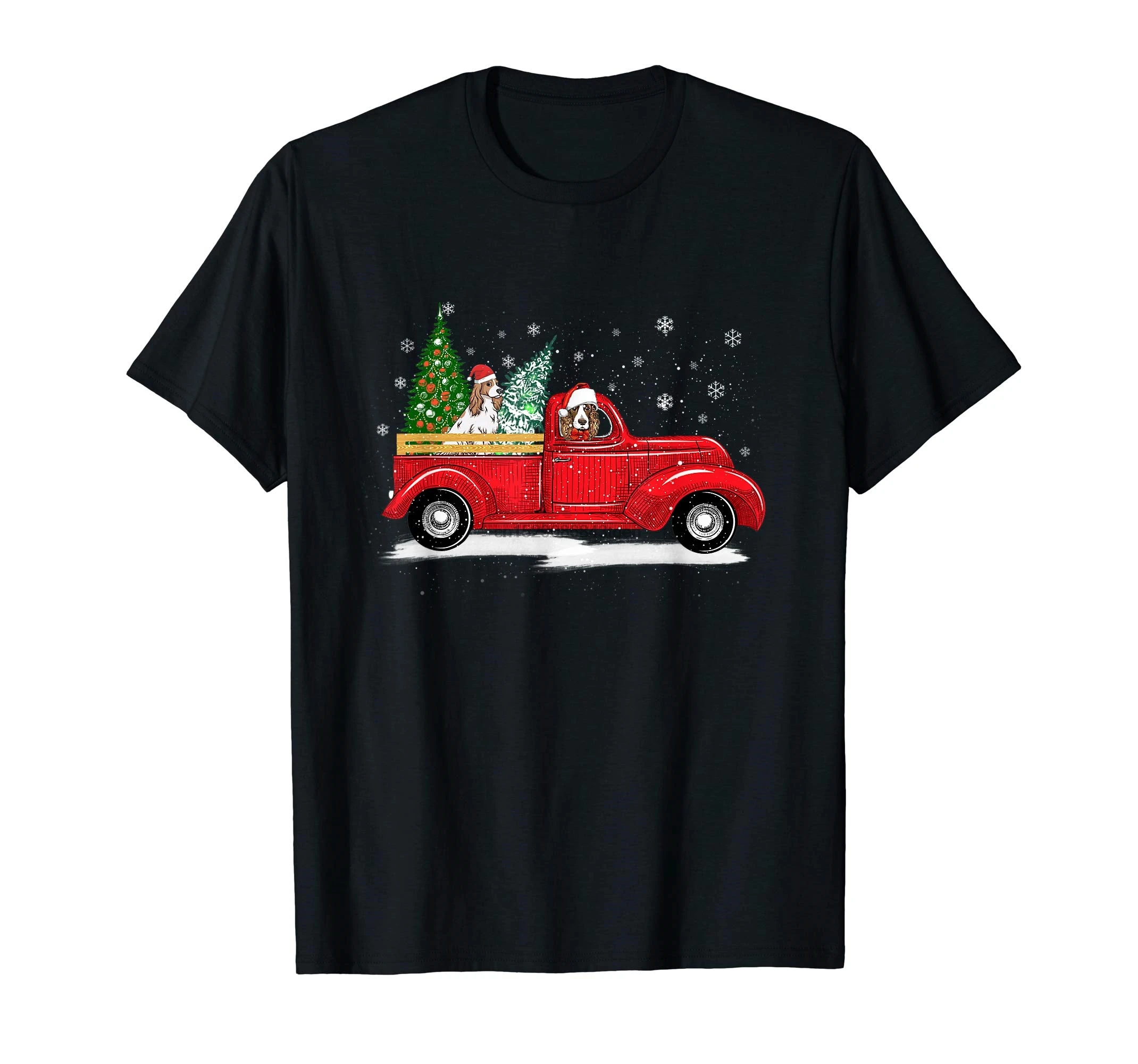 Щенок кокер-спаниель для верховой езды Красного грузовик Xmas веселые