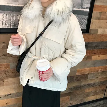 

Alien Kitty Korean Style Women Coat Oversize Parkas Faux Fur Collar Cotton Padded Casual Warm Jacket Solid Winter Clothing 2019