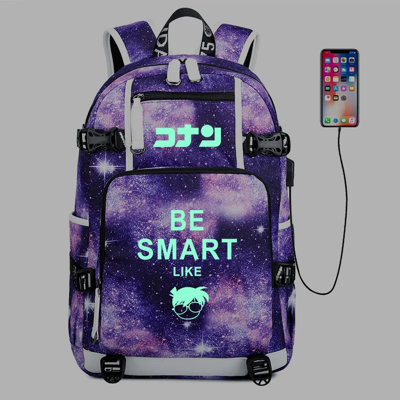 Чехол с закрытым рисунком детектива Конана, рюкзак с аниме USB, Mochila Feminina, школьные сумки для ноутбука, рюкзаки для подростков