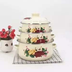 Кастрюля для супа, кастрюля для тушения, трехсекционный эмалированный суп, утолщенная кастрюля, горячий горшок для тушения, кастрюля для супа - Цвет: 3-piece suit