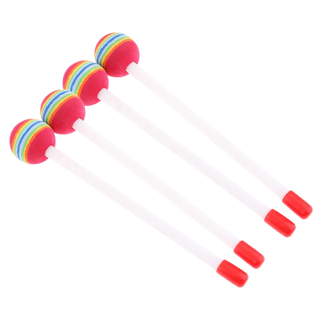 2 Pair Lollipop Hand Drum Mallet Hammer Musical Percussion Toys Educational