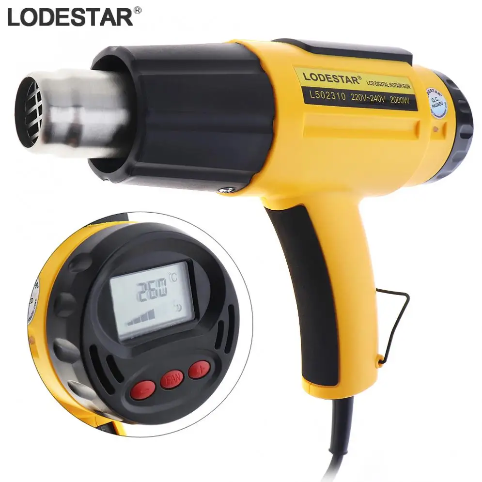 Loestar L502310 ручной 220-240 в 2000 Вт Цифровой фена Регулируемая температура Тепловая пушка с ЖК-цифровым дисплеем