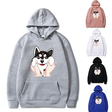 Moletom com capuz masculino primavera outono tendência husky impressão pulôver manga longa grande bolso hoodies casuais casal streetwear harajuku