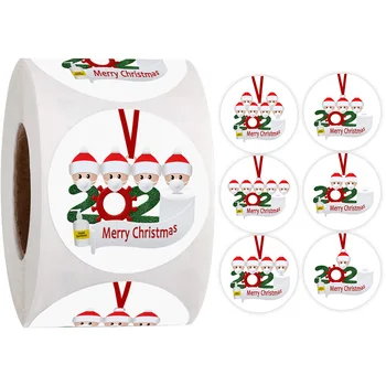 

500 Merry Christmas Stickers 2020 Christmas Quarantine Survivor Round Label Stickers Envelope Sticker Seal For Bag Sealing Decor