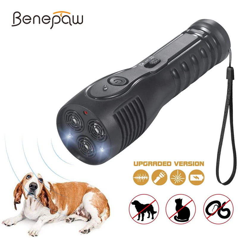 Benepaw Rechargeable Ultrasonic Dog Repellent LED Flashlight Handheld Anti Barking Device Safe font b Pet b