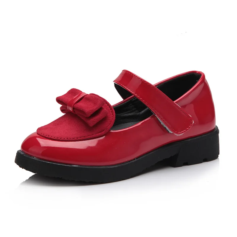 2020 New 3-12 Years Fashion Bow Little Girl Shoes Party Princess Dress Wedding Shoe Big Kids Low-Heeled Leather Children Shoes