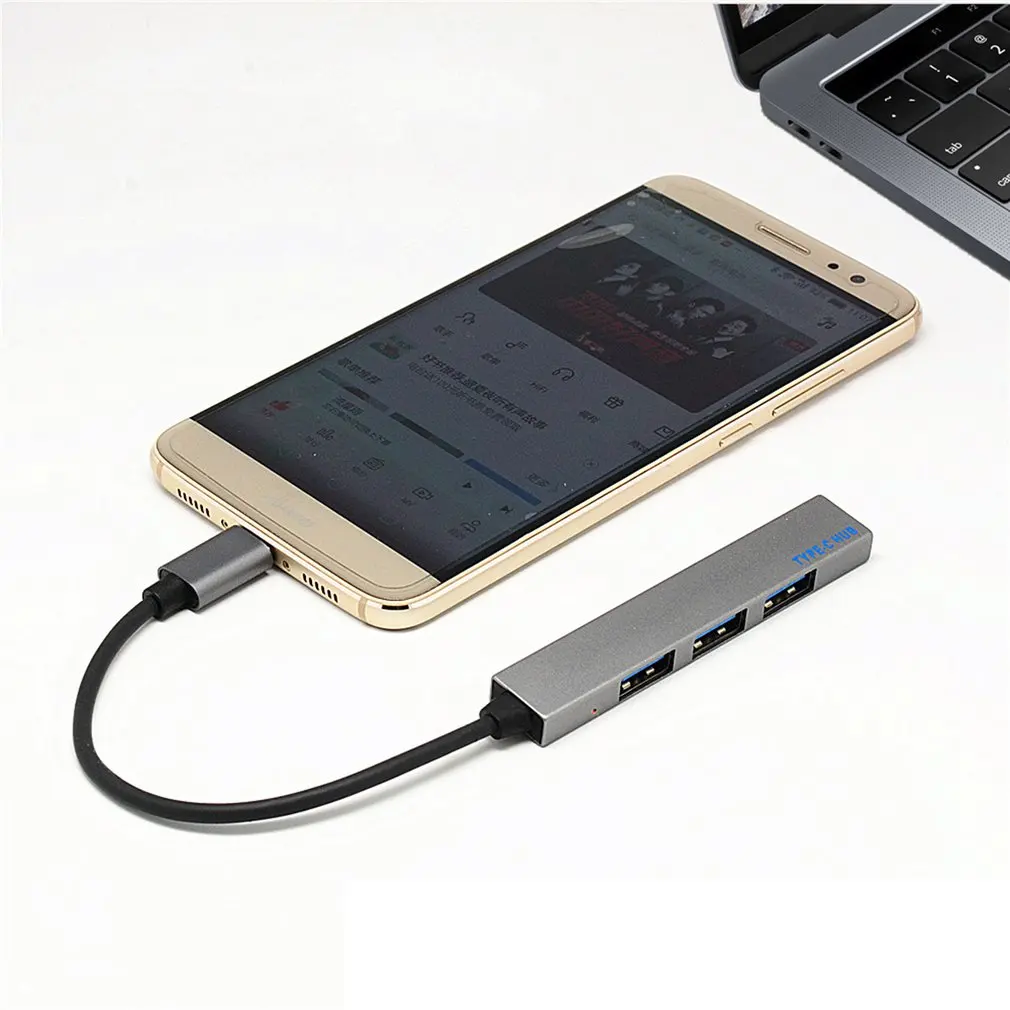 4-в-1 usb-хаб Тип с разъемами типа C и 4 usb-хаб расширитель ультра-тонкий мини Портативный 4-Порты и разъёмы USB 3,0 концентратор с Светодиодный индикатор лампы