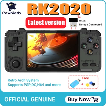 

POWKIDDY RK2020 3D games Retro Console 3.5inch IPS screen portable handheld game console PS1 N64 games video game player