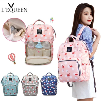 

LEQUEEN Nappy Backpack Bag Mummy Large Capacity Bag Mom Baby Multi-function Waterproof Outdoor Travel Diaper Bags For Baby Care