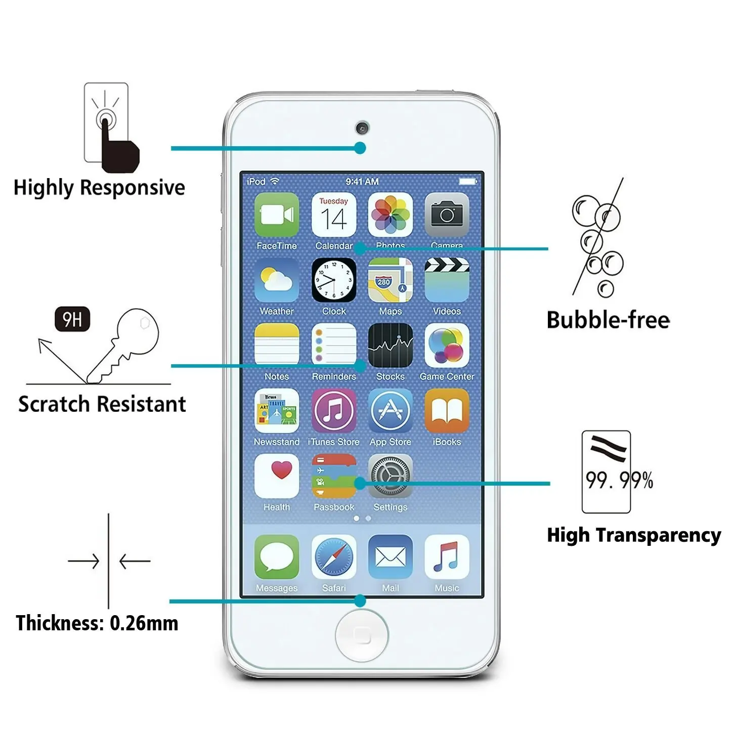 2 шт. для Apple iPod Touch 5/6 закаленное Стекло с уровнем твердости 9H 2.5D Премиум Экран