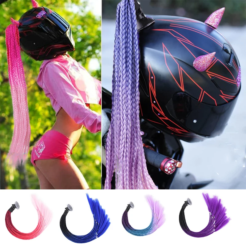 Fogcroll Helmet Braids Ponytail Style Breathable Vibrant Colors Women  Motorcycle Helmet Braid Hair for Female 