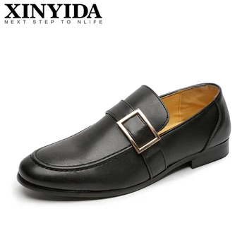 

2020 New Arrival Men Leather Shoes Slip On Breathable Preppy Style Casual Shoes Fashion Joke Men Flat Shoes Plus Size 38-46