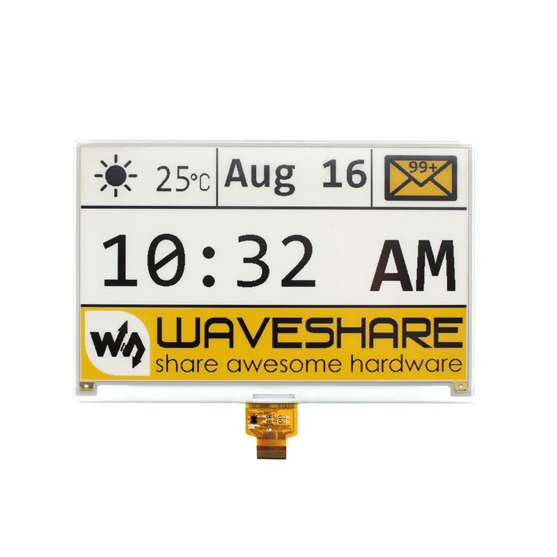 Waveshare 7,5 дюймовый E-Ink Raw дисплей панель без PCB, 640X384 E-paper, три цвета: желтый черный белый SPI интерфейс, без подсветки