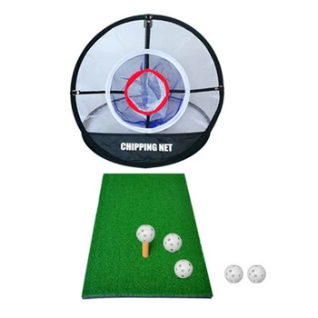 

Golf Chipping Mat and Net 60X30cm Indoor Outdoor Training Rubber Tee Holder Mat Golf Hitting Mat with Golf Ball Tee