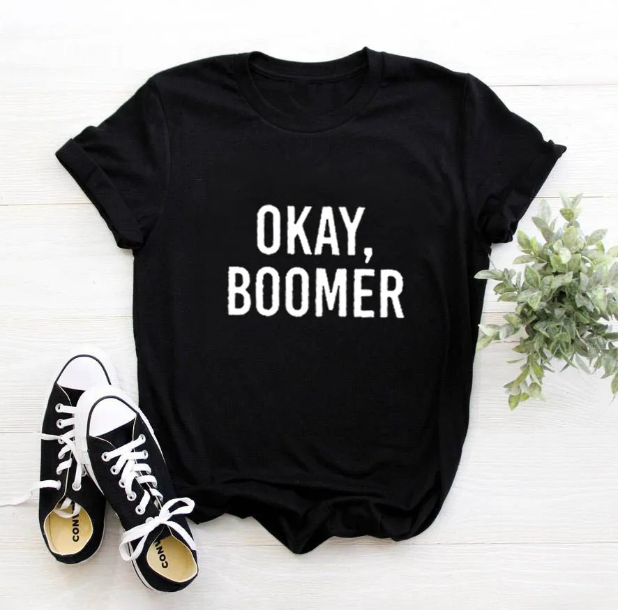 Футболка Ok Boomer Femme, летняя футболка с коротким рукавом и круглым вырезом, Хлопковая женская Свободная Рождественская футболка, Женская белая футболка Camisa Feminina