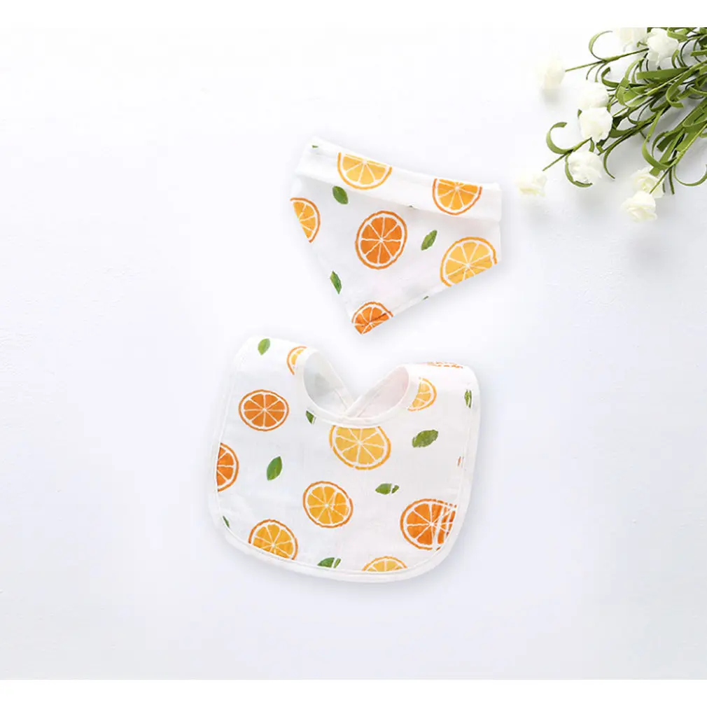 Lemon 2 шт./компл. детские для кормления хлопок еды воротником Слюнявчики для мальчиков и девочек& фартук для девочки Младенческая Печать одежда с рисунком для детей, детские мягкие нагрудник слюны капель нагрудники - Цвет: Lemon