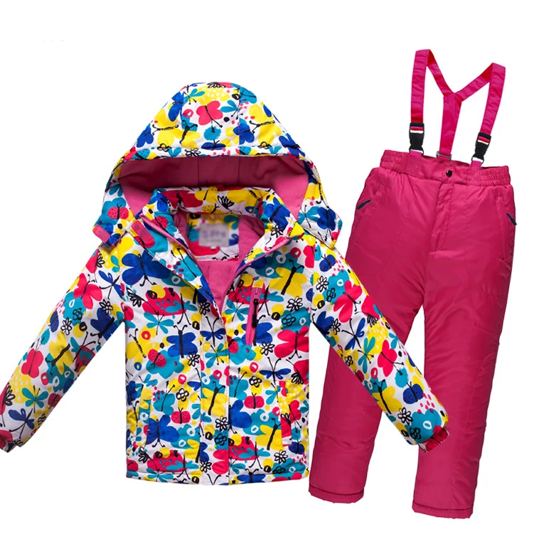 Зимний детский лыжный костюм для мальчиков и девочек, спортивный костюм с капюшоном для катания на сноуборде, детская куртка для катания на лыжах, хлопковая одежда, ветрозащитная теплая