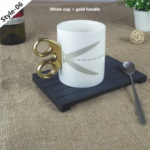 1 шт Персонализированные ножницы кружка креативная золотая ручка керамическая чашка офисная чашка для воды домашняя кофейная кружка Классическая кофейная чашка 6DZ258 - Цвет: Silver-dotted line